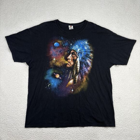 Vintage Indian Chief Native American Smoking Universe Stars Cosmic Shirt 2XL - Picture 1 of 7